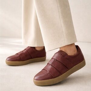 Goldmud Burgundy Leather Velcro Sneakers EU 41 Handmade Portugal Lagenlook Boho
